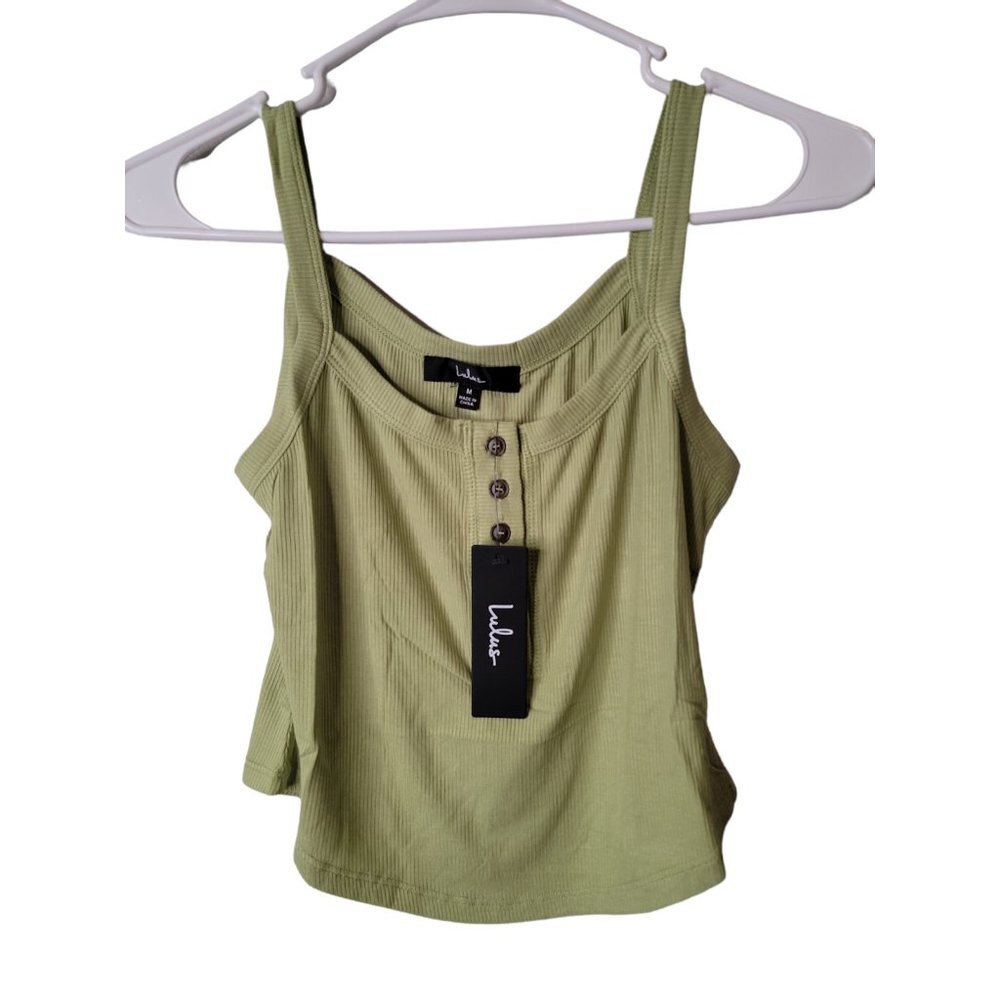 Lulus Size Medium Womens Crop Top Green Sleeveless Shirt NWT